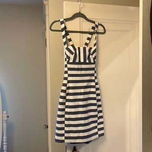 Black Halo Blue and white striped dress